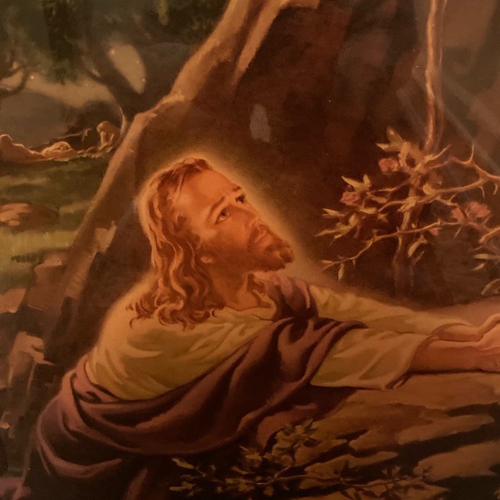 Christ in Gethsemane Wall Hanging Lacquered on Wood - Picture 2 of 6